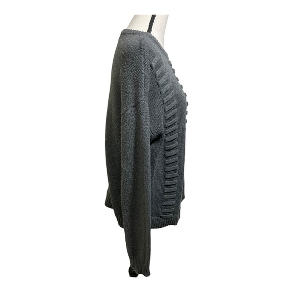 Vince Camuto womens lace through detail cotton blend grey sweater size L… - Picture 6 of 10